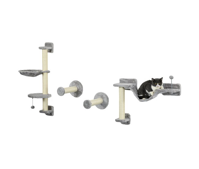 PawHut Prateleiras de Escalada para Gatos PawHut D30-731V80GY Cinza