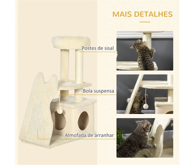 Árvore Arranhador para Gatos PawHut D30-567V00BG Bege