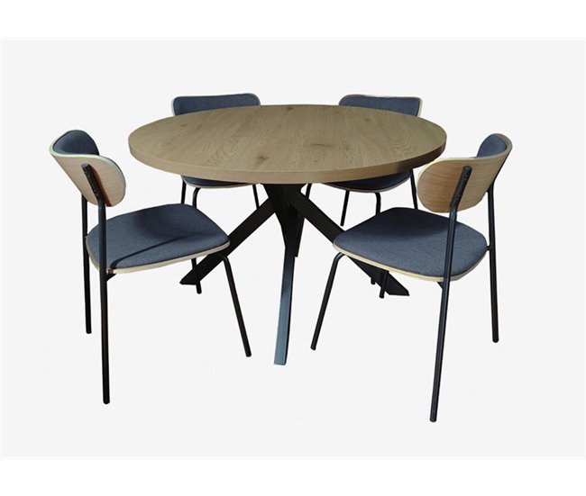 Conjunto de mesa + 4 cadeiras SAVANNAH Carvalho