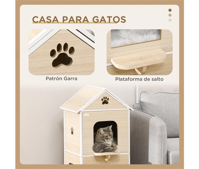 Casa para gatos PawHut D30-684V00ND Castanho