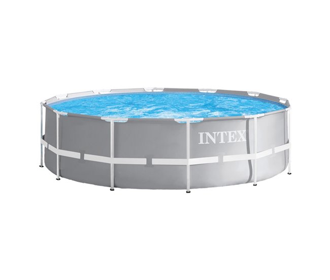intex prisma frame 366x99 cm piscina redonda amovível com sistema de tratamento de água Cinza
