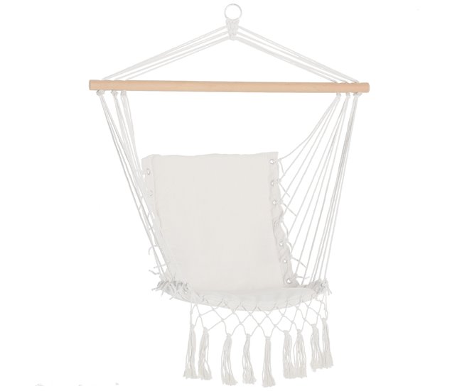 Cadeira Suspensa algodão, poliéster e madeira de choupo Outsunny Branco