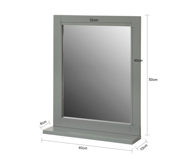 Espelho de parede com 1 prateleira FRG129-SG SoBuy 40x10 Cinza