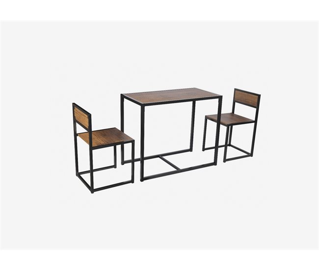 Conjunto mesa fixa e 2 cadeiras de cozinha DUO I Preto/ Madeira
