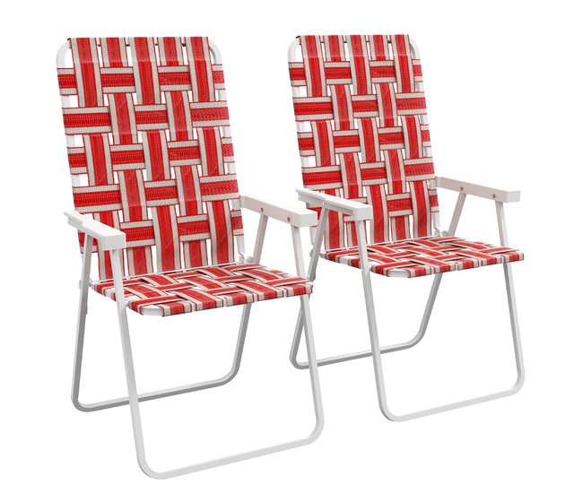 Conjunto de 2 Cadeiras de Campismo Aço, Correias de PE, PP Outsunny Vermelho