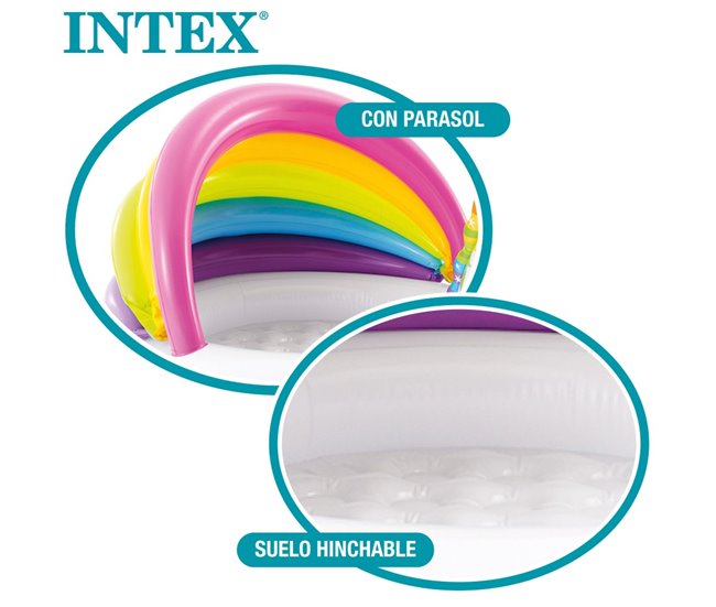 Piscina insuflável para bebés com toldo unicórnio INTEX Multicor