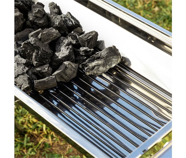 Churrasqueira Dobrável de Aço Inoxidável para Carvão Cinza