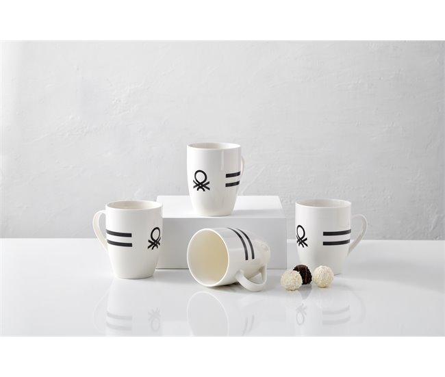 Set mugs BLACK&WHITE 4 peças marca BENETTON Branco