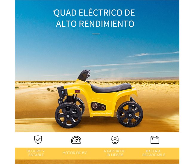 Quadriciclo Elétrico para Crianças HOMCOM 370-157V90YL Amarelo