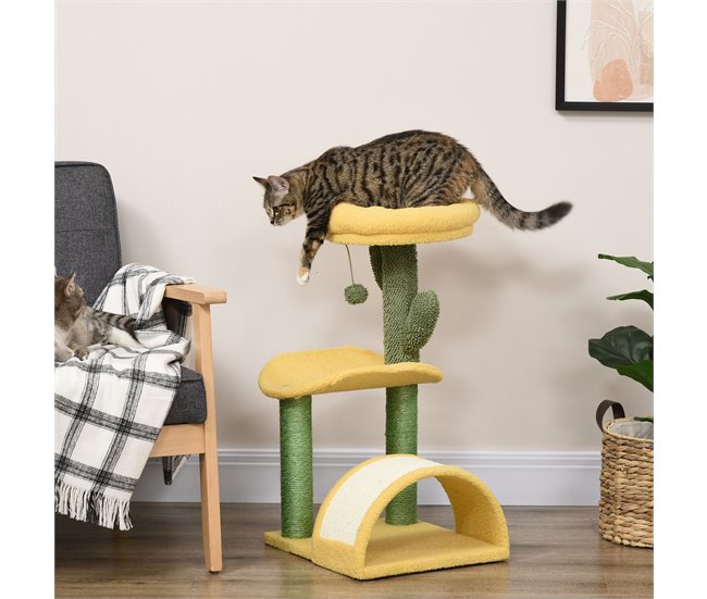 Árvore Arranhador para Gatos PawHut D30-582V00YL Amarelo