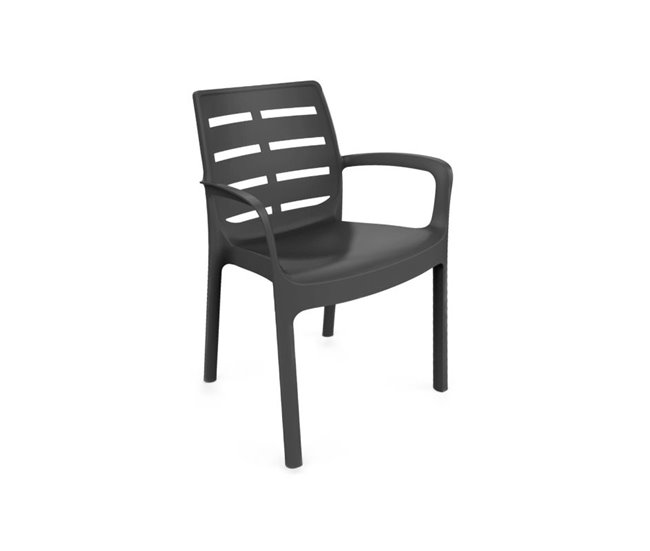  Conjunto de 4 cadeiras Maui empilháveis Cinza Escuro