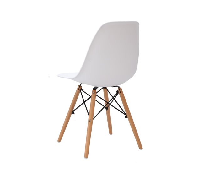 Cadeira de cozinha OSLO . Assento e encosto em plástico e pernas de madeira. Branco