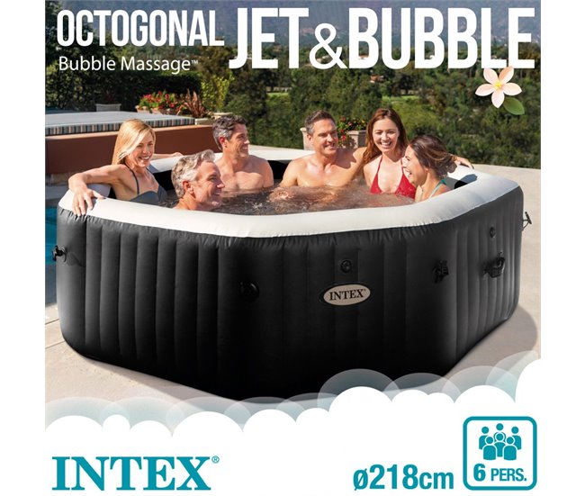 Spa insuflável octogonal com bolhas e jactos 1.098 litros INTEX Multicor