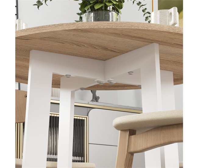 Mesa de Cozinha Melamina de madeira, metal HOMCOM Castanho