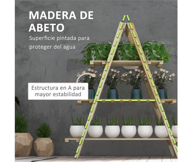 Suporte de Madeira para Plantas Madeira de abeto Outsunny Castanho