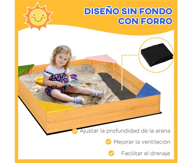 Caixa de Areia para Criança Outsunny 343-058V00ND Madeira