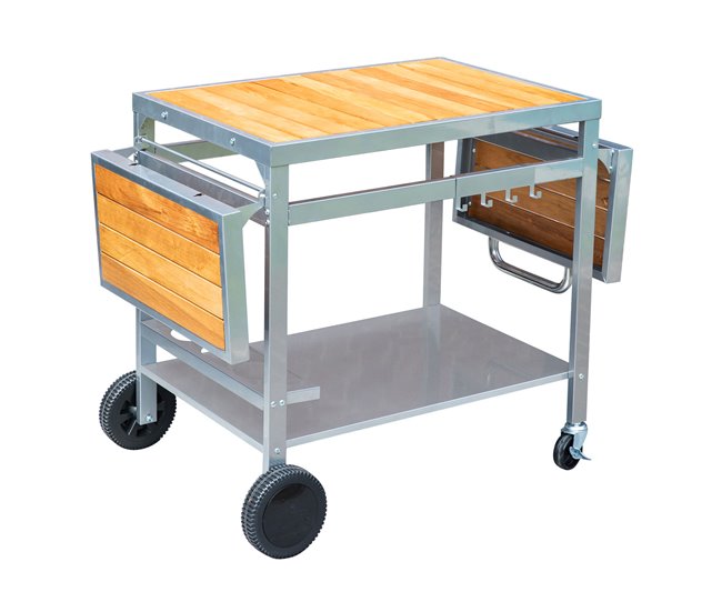 GRANDI XL carrinho de madeira e metal para tábuas de engomar Cinza
