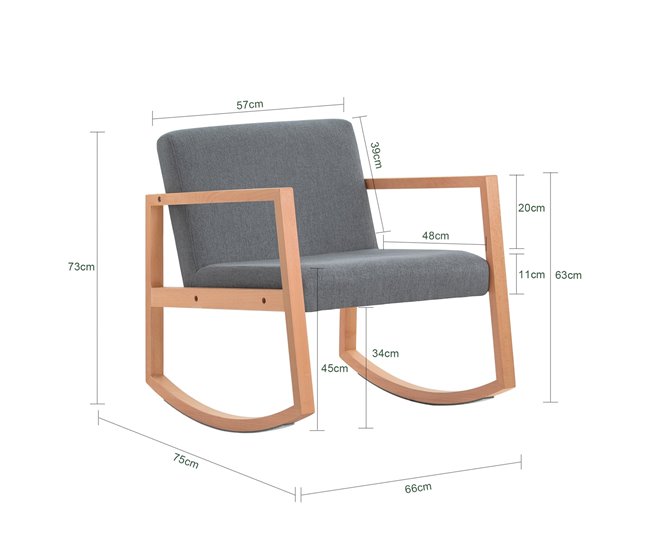 Cadeira de balanço Cadeira de balanço relaxante SoBuy FST93-HG Cinza