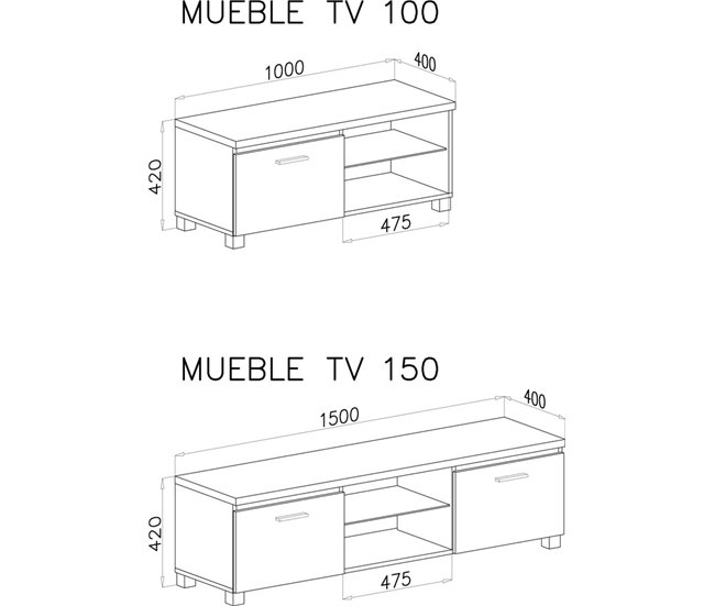  Móvel modular para televisor de sala de estar - Luzes LED - Adequado para televisores de 32/40/43 polegadas 100 Branco/ Preto