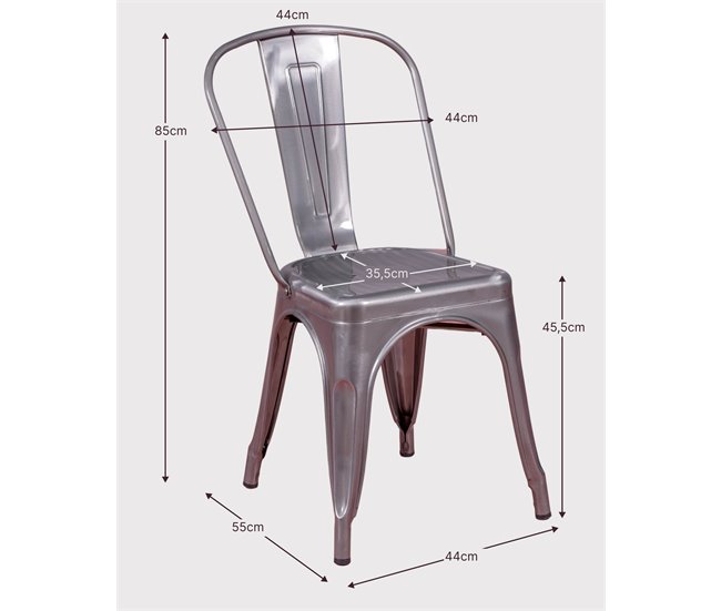 Cadeira metálica em aço estilo industrial - Bistro Branco