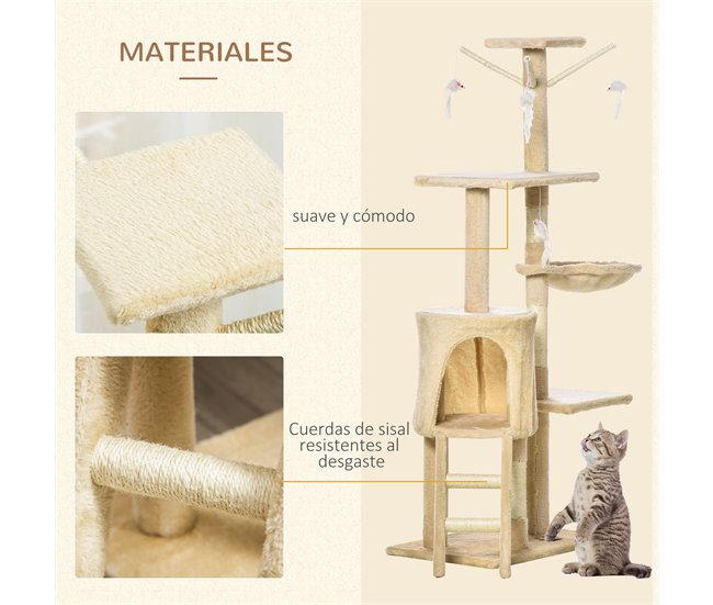 Árvore para gatos PawHut D30-166 Bege