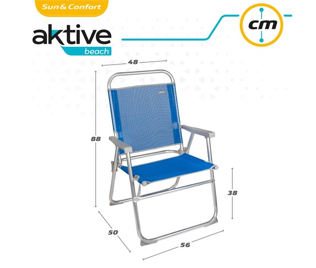 Cadeira de praia dobrável fixa azul Aktive Beach Azul
