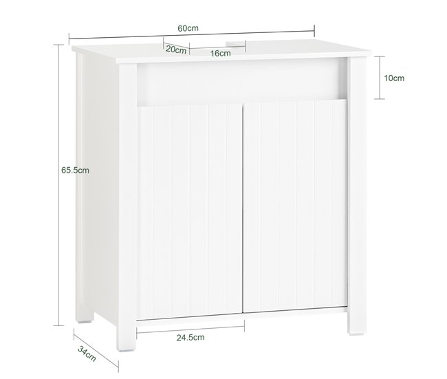 Armário de lavatório de 2 portas BZR101-W SoBuy Branco