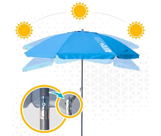 Guarda-sol à prova de vento com mastro reclinável e proteção UV50 Aktive Azul