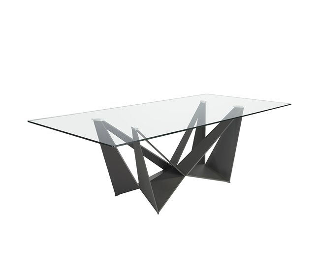 Mesa de jantar rectangular em vidro Transparente