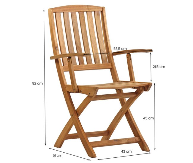 Cadeiras de exterior Navis em madeira natural com braços Madeira