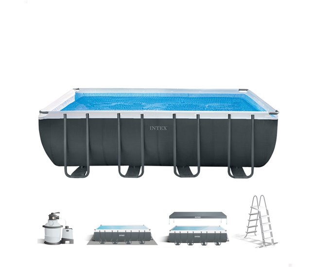 INTEX Ultra XTR Frame piscina rectangular amovível 549x274x132 + sistema de filtragem Cinza