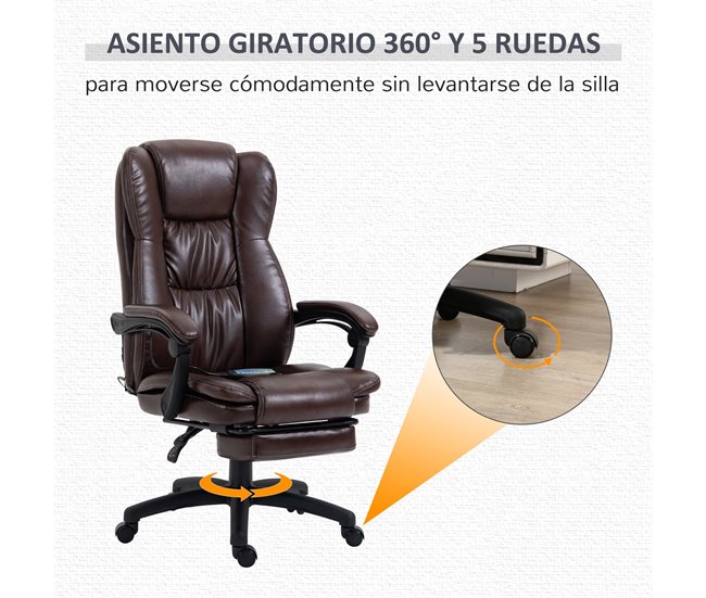 Cadeira de Escritório com Massagem Vinsetto 921-539V90BN Castanho