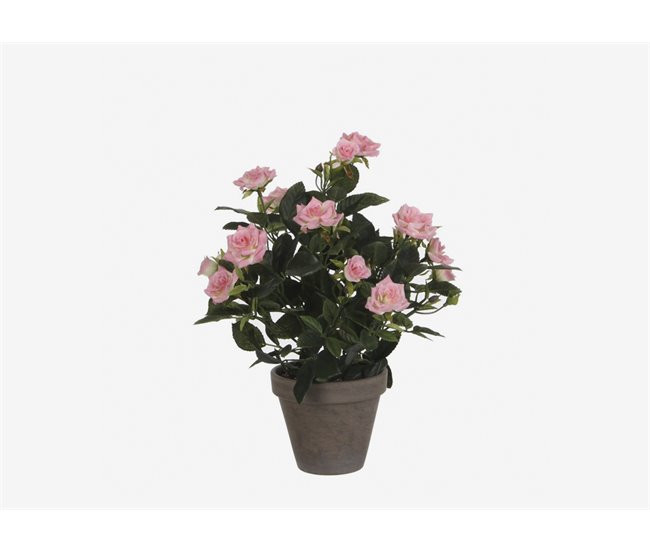 Planta artificial ROSA com pote Rosa