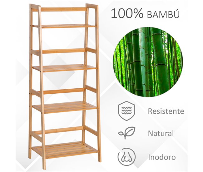 prateleira de bambu HOMCOM 833-464 48 Madeira
