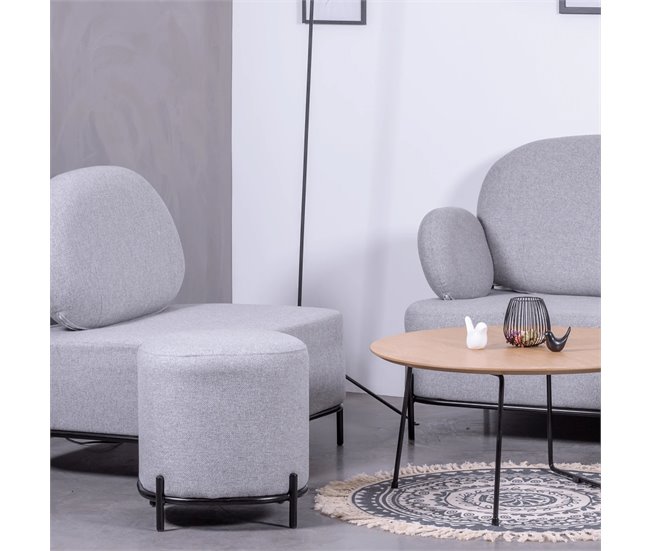 Sofá de 1 lugar de design minimalista com braços - Clair Cinza