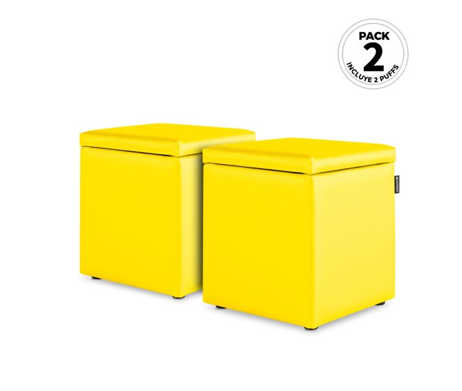 Almofadas Puff Cube Arcon Leatherette Interior HAPPERS Amarelo