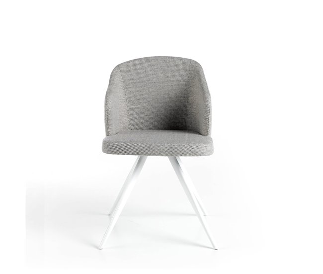 ANGEL CERDA Cadeira de jantar estofada em tecido cinzento Branco/cinza