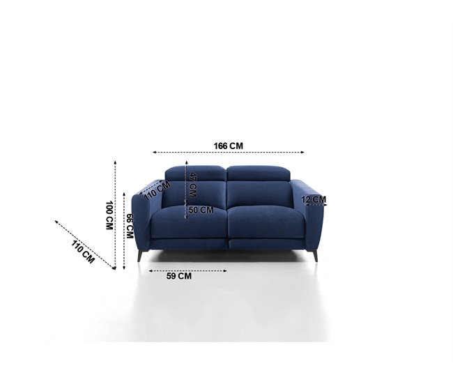 Sofá DRAX 2 Seater Relaxamento Elétrico Azul