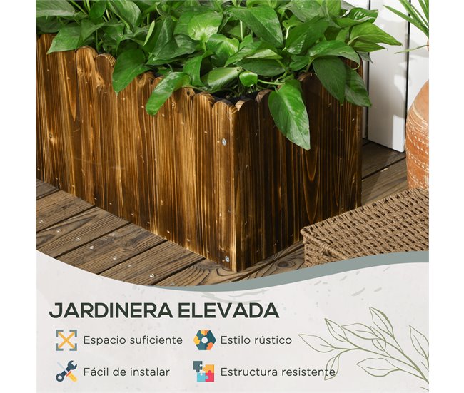 Floreira de Madeira Outsunny 845-909V00DR Preto
