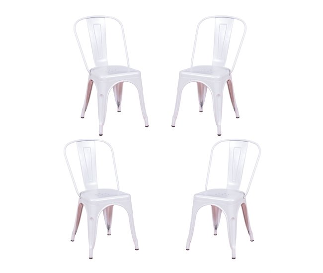 Pack de 4 cadeiras metálicas empilháveis - Bistro Branco