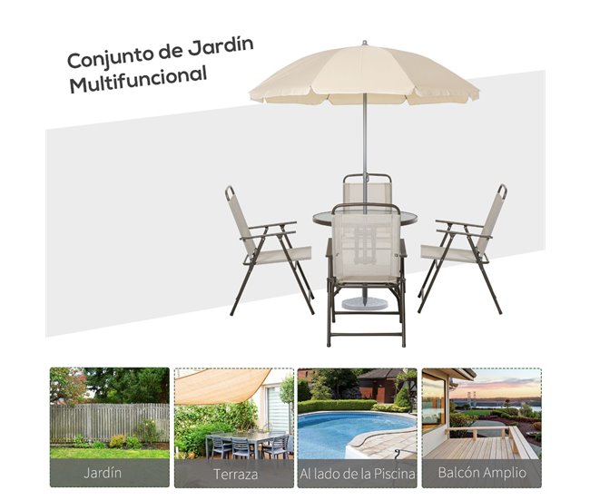 Conjunto de Móveis de Jardim Outsunny 01-0708 Castanho