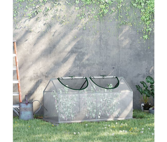 Estufa de Jardim Aço e tela de malha de polietileno de 140 g/m² (PE) Outsunny Branco