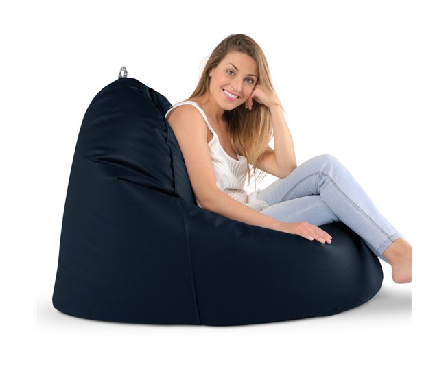 Puff Lounge Leatherette Exterior HAPPERS Azul Marino