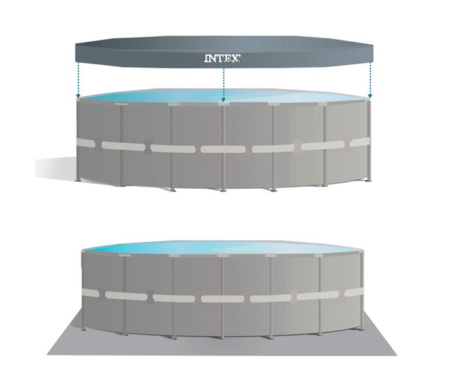 INTEX Ultra XTR Frame piscina redonda acima do solo com purificador Cinza