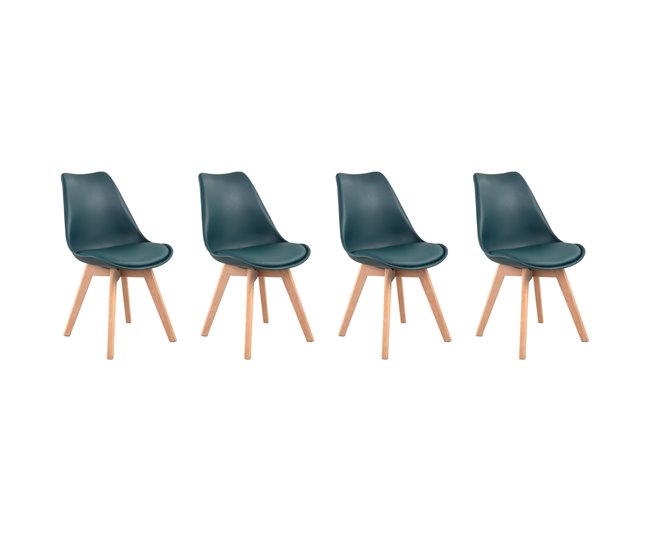 Conjunto de 4 cadeiras escandinavas NORA com almofada Azul