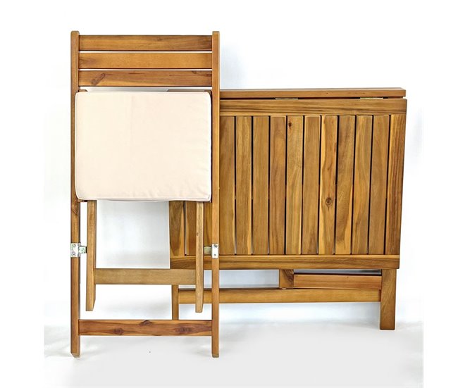 Conjunto de mesa com 2 cadeiras de jardim em madeira Melzo Madeira