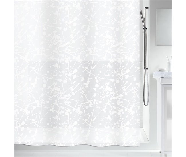 Coleção Spirella Bang, cortina de chuveiro têxtil Branco