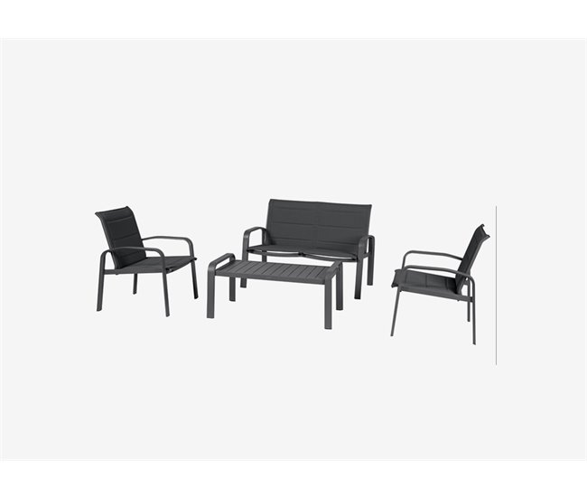 ELYN set de jardim, mesa e 4 cadeiras Castanho