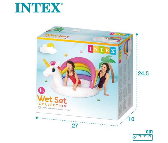 Piscina insuflável para bebés com toldo unicórnio INTEX Multicor