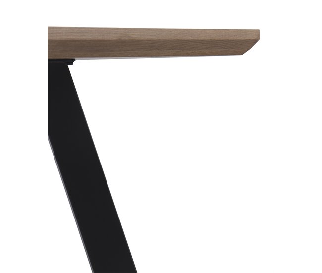 Mesa de melamina efeito madeira com pernas de metal Natural